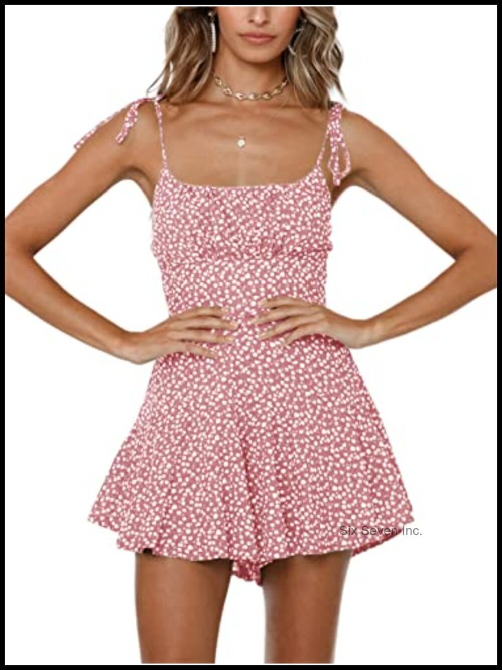 Boho Floral Wide Leg Short Romper Spaghetti Strap Smocked Jumpsuit